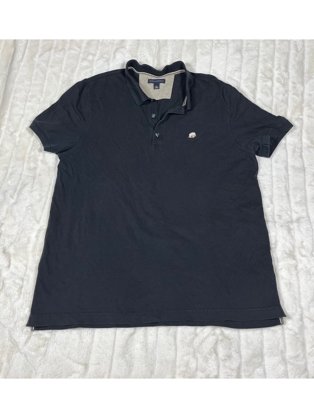 Banana Republic Mens XL Black Cream Elephant Logo Preppy Classic Fall Polo